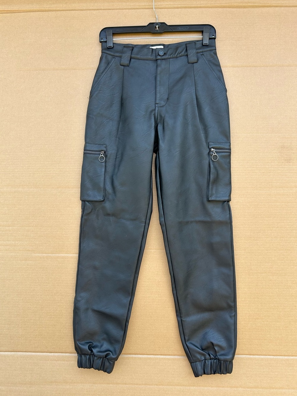 Kancan Faux Leather Cargo Jogger Utility Grunge Pants Black 26 Gorpcore Sleek